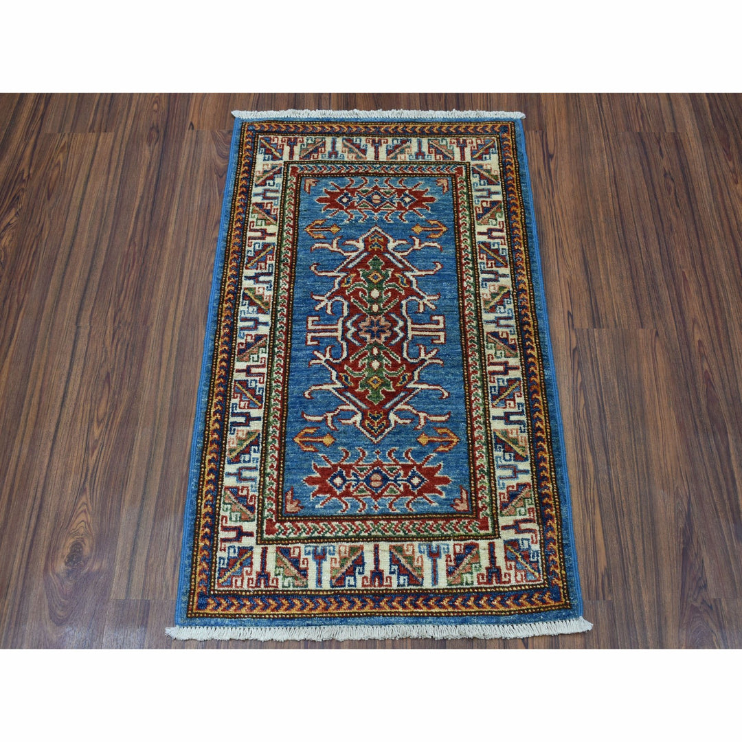 2'0" x 3'2" New Hand Knotted Blue Wool Rectangle Oriental Rug - MOA10250046