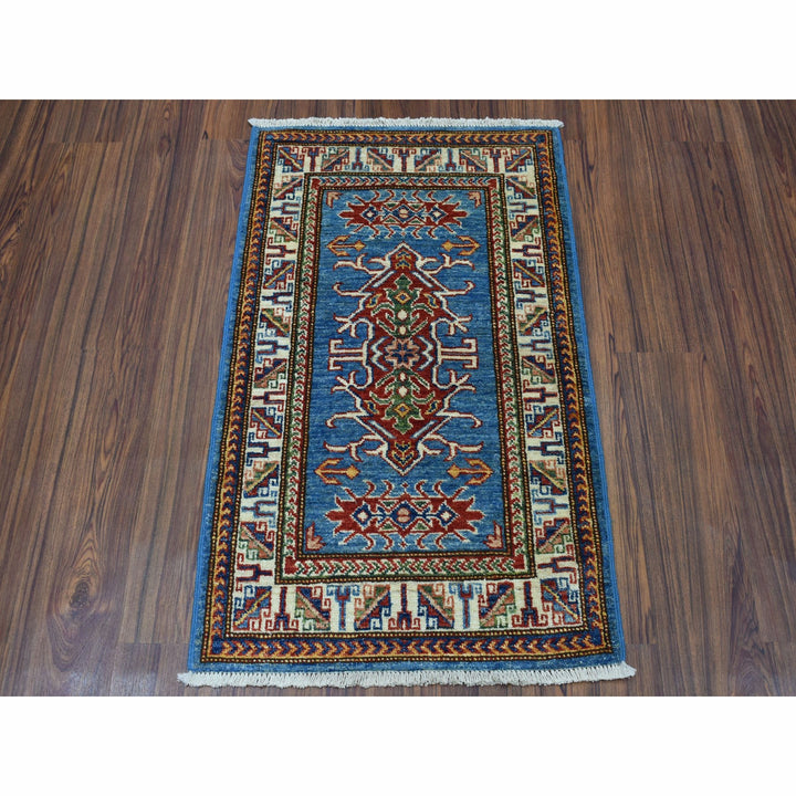 2'0" x 3'2" New Hand Knotted Blue Wool Rectangle Oriental Rug - MOA10250046