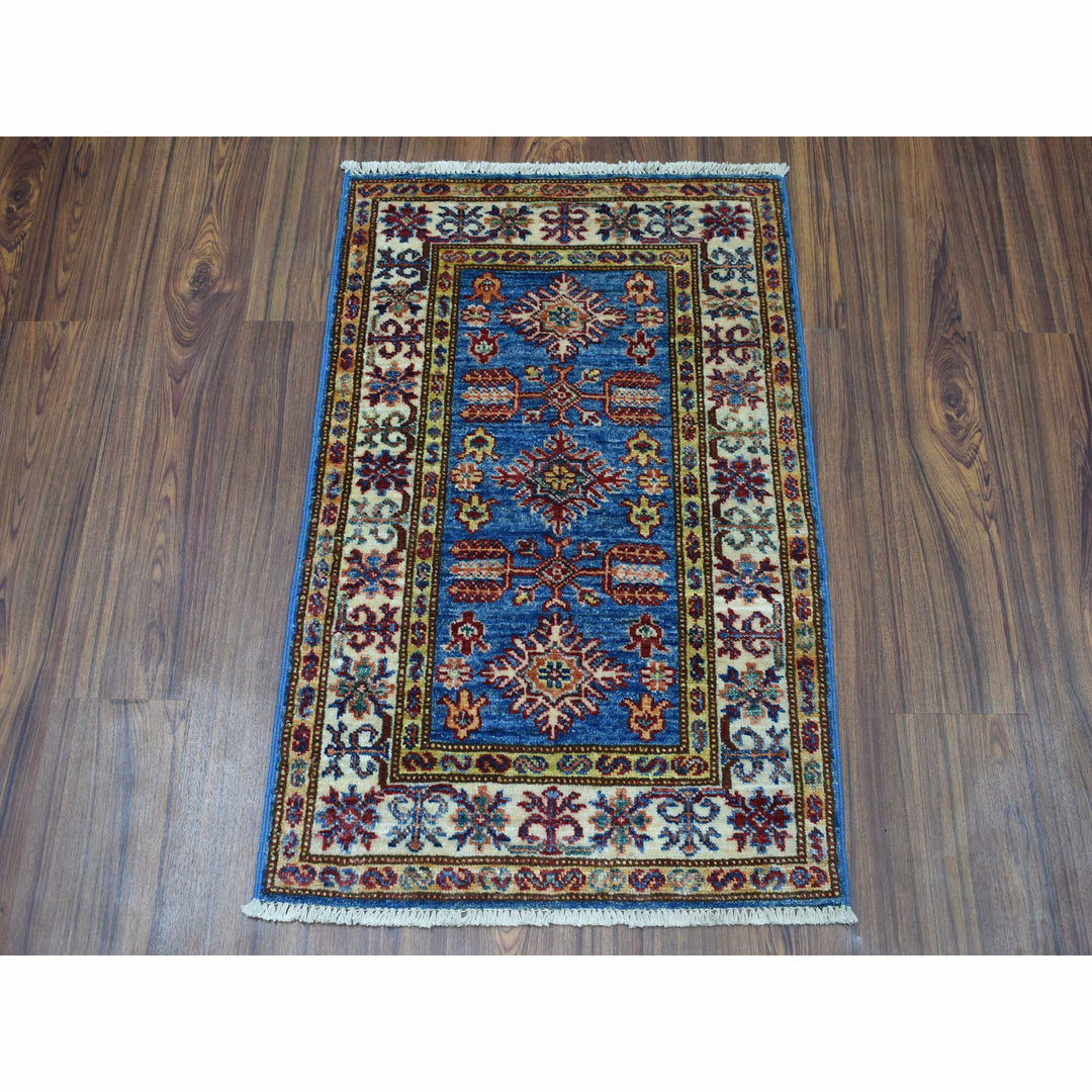 2'0" x 2'10" New Hand Knotted Blue Cotton Rectangle Oriental Rug - MOA10250086