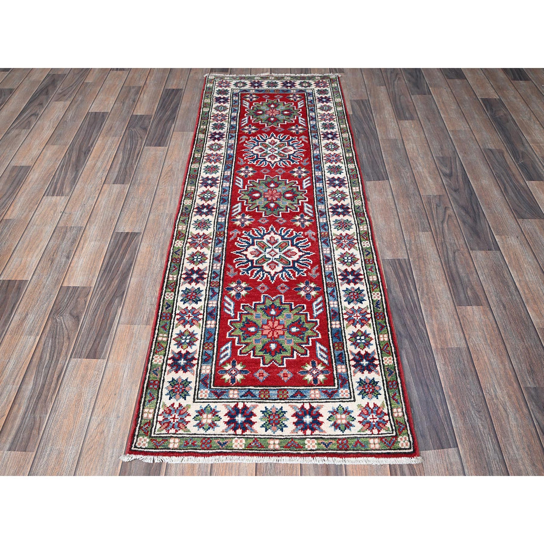 2'1" x 6'0" New Hand Knotted Red Wool Runner Oriental Rug - MOA102500