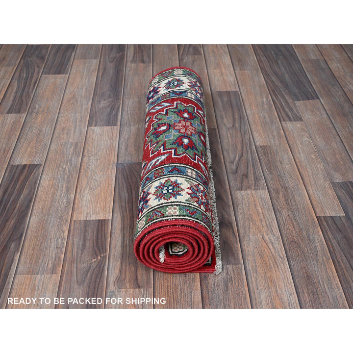 2'1" x 6'0" New Hand Knotted Red Wool Runner Oriental Rug - MOA102500