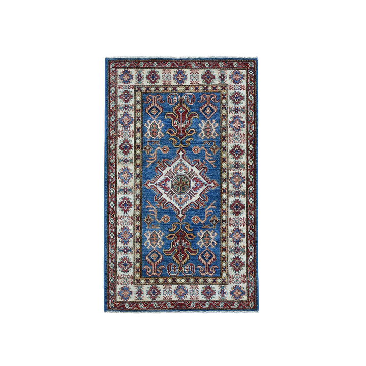 2'10" x 3'10" New Hand Knotted Blue Wool Rectangle Oriental Rug - MOA10250100