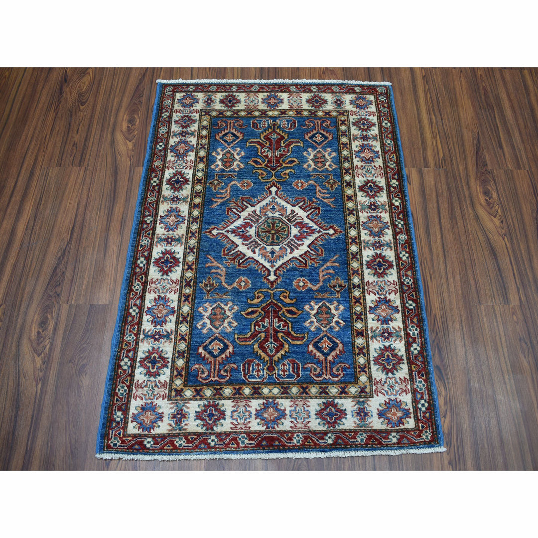 2'10" x 3'10" New Hand Knotted Blue Wool Rectangle Oriental Rug - MOA10250100