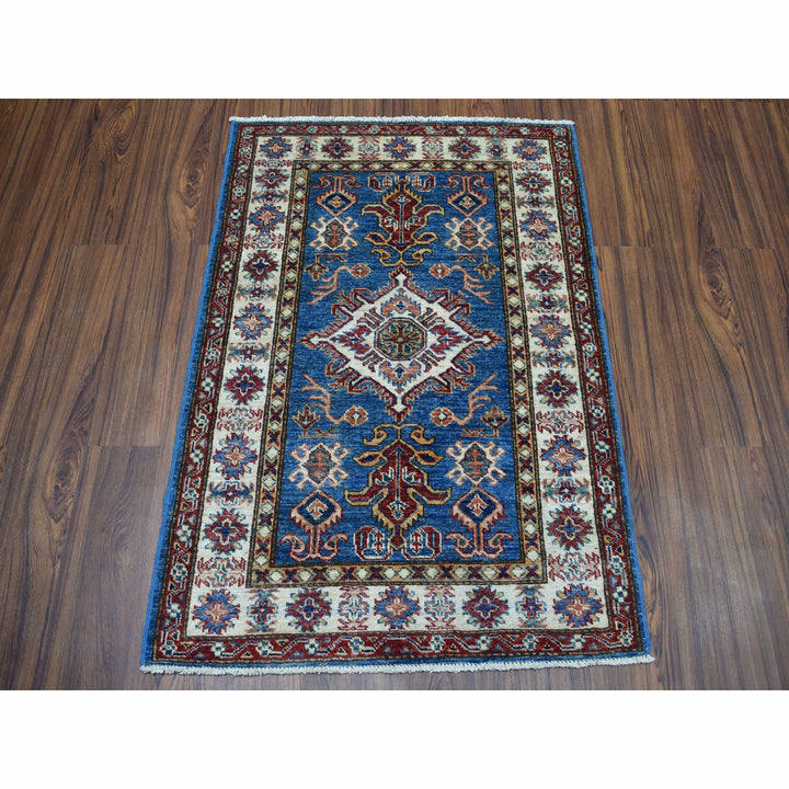 2'10" x 3'10" New Hand Knotted Blue Wool Rectangle Oriental Rug - MOA10250100