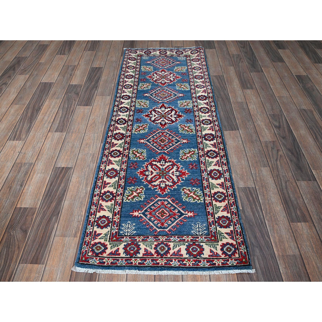 2'1" x 5'10" New Hand Knotted Blue Wool Runner Oriental Rug - MOA102501