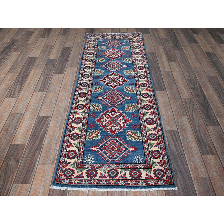 2'1" x 5'10" New Hand Knotted Blue Wool Runner Oriental Rug - MOA102501