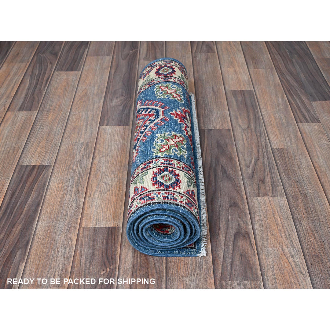 2'1" x 5'10" New Hand Knotted Blue Wool Runner Oriental Rug - MOA102501