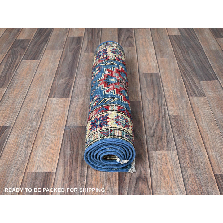 2'0" x 5'10" New Hand Knotted Blue Wool Runner Oriental Rug - MOA102502