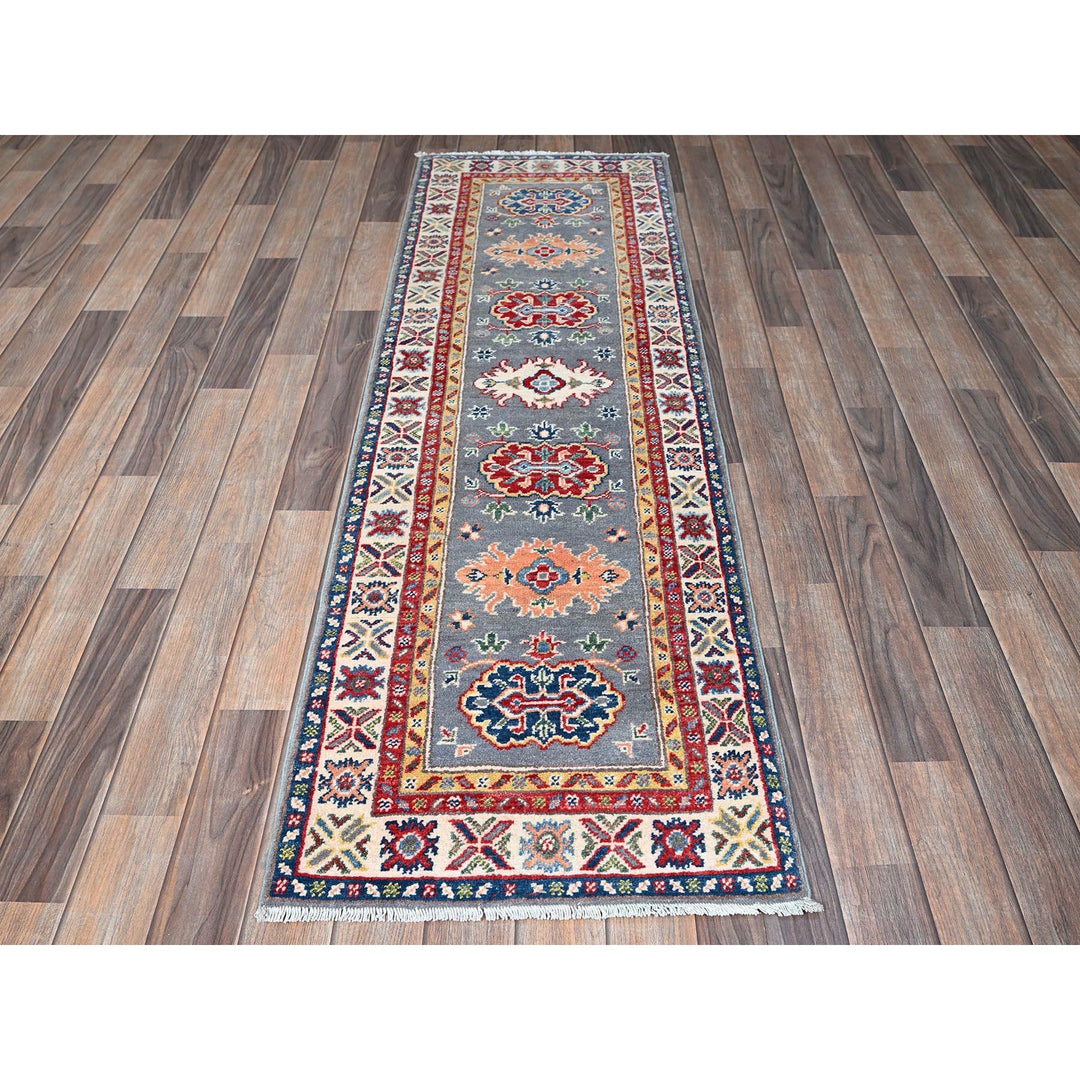 2'0" x 6'6" New Hand Knotted Grey Wool Runner Oriental Rug - MOA102503