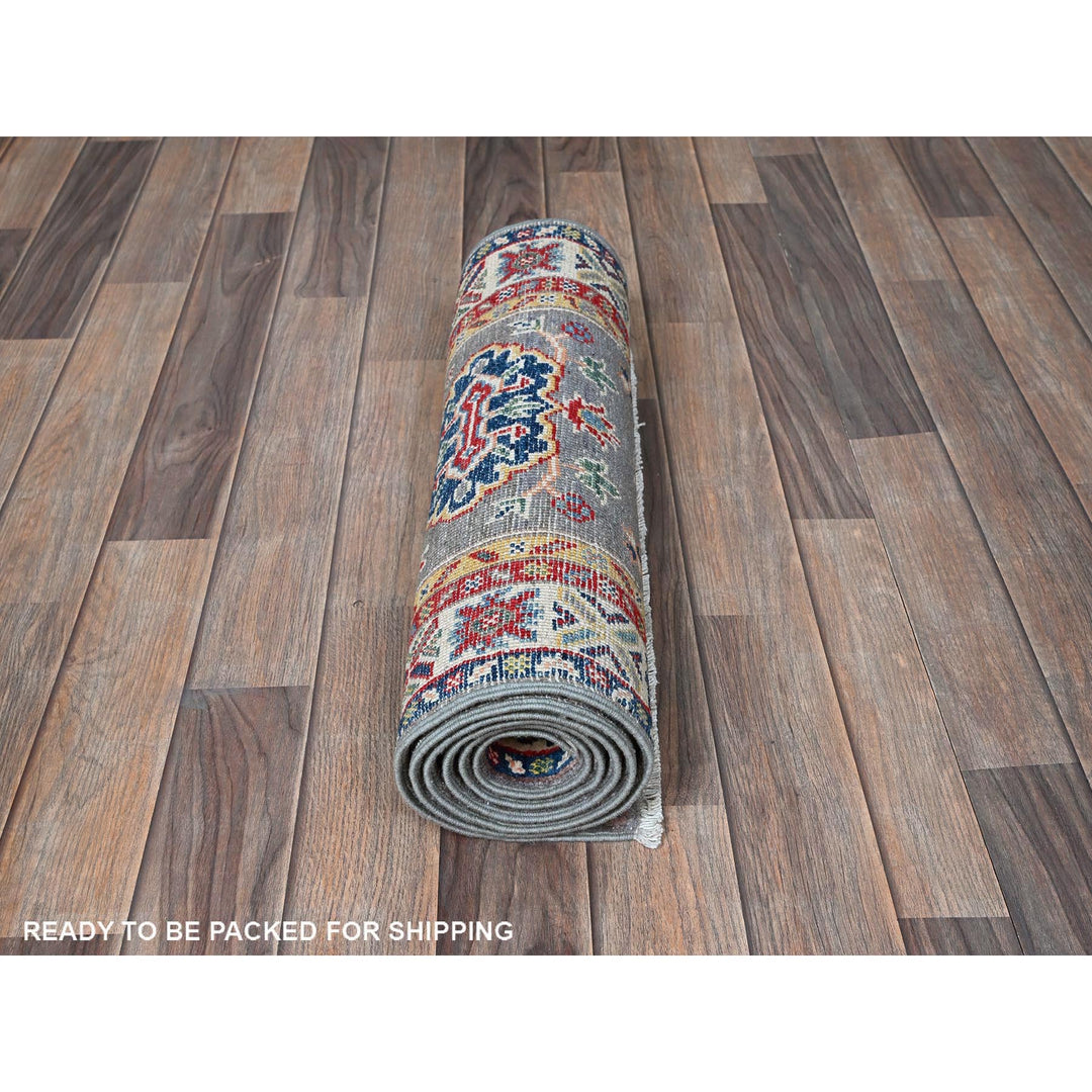 2'0" x 6'6" New Hand Knotted Grey Wool Runner Oriental Rug - MOA102503