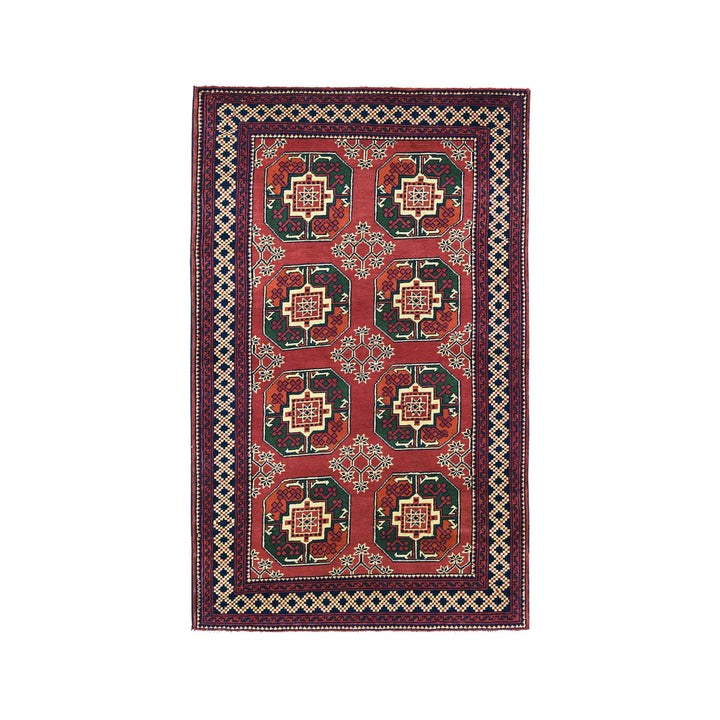 3'3" x 5'3" New Hand Knotted Red Wool Rectangle Oriental Rug - MOA10250440