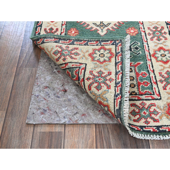 1'11" x 5'10" New Hand Knotted Green Wool Runner Oriental Rug - MOA102504