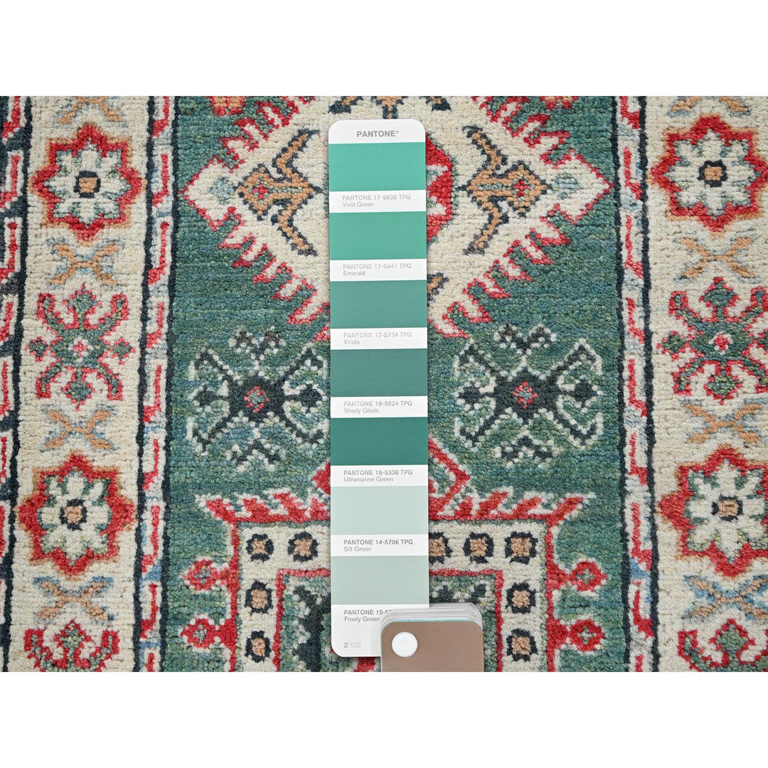1'11" x 5'10" New Hand Knotted Green Wool Runner Oriental Rug - MOA102504