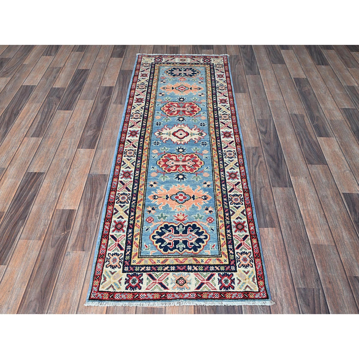2'1" x 5'10" New Hand Knotted Blue Wool Runner Oriental Rug - MOA102505