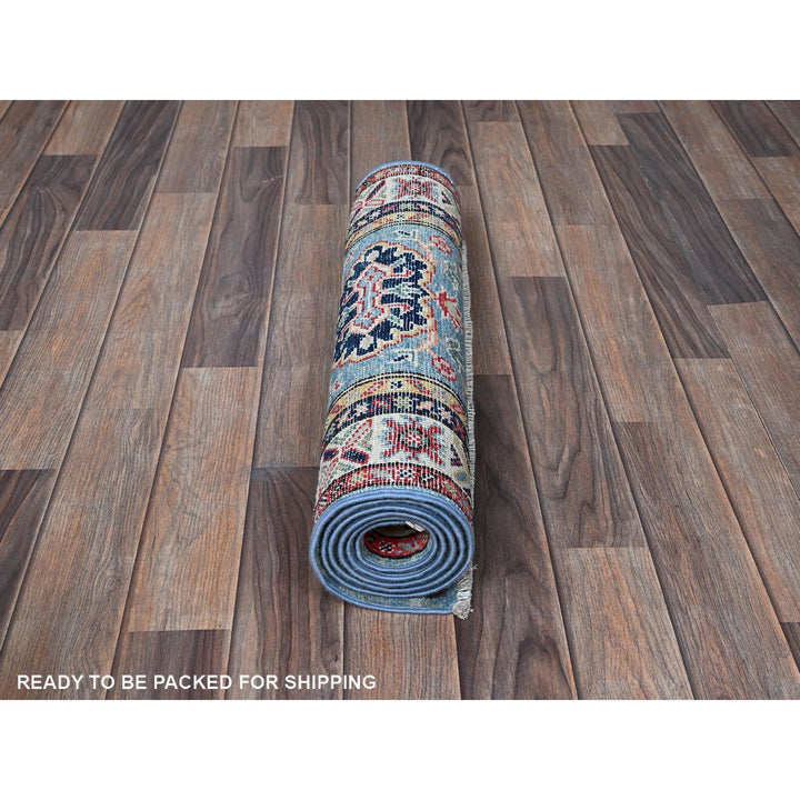 2'1" x 5'10" New Hand Knotted Blue Wool Runner Oriental Rug - MOA102505
