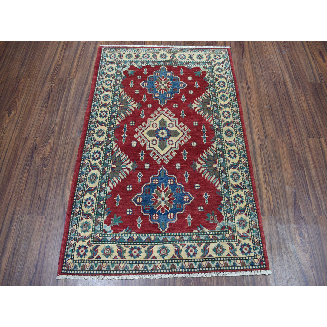 3'4" x 4'9" New Hand Knotted Red Wool Rectangle Oriental Rug - MOA10250651