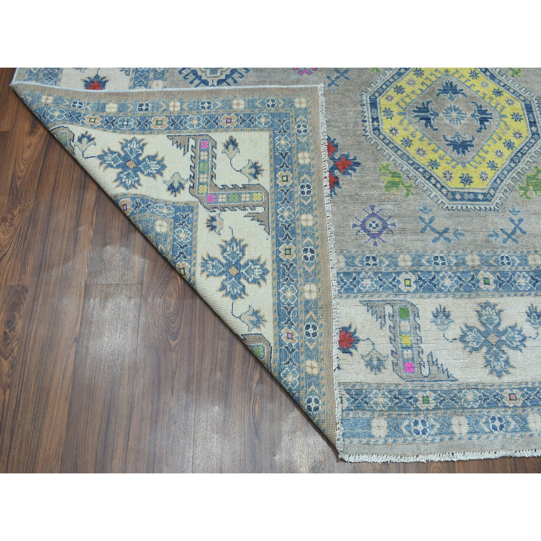 9'2" x 11'7" New Hand Knotted Grey Wool Rectangle Oriental Rug - MOA10250673