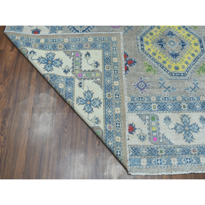 9'2" x 11'7" New Hand Knotted Grey Wool Rectangle Oriental Rug - MOA10250673