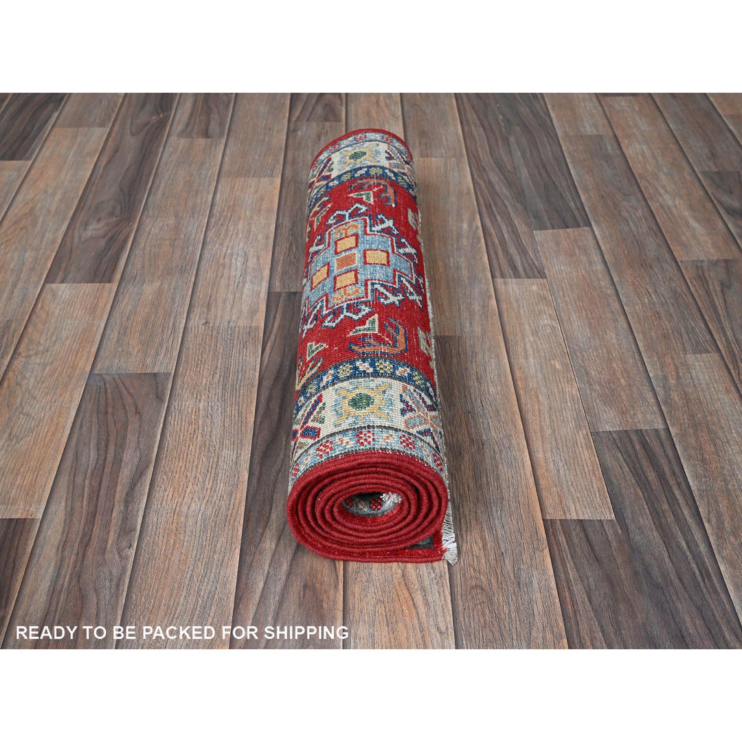 2'0" x 5'9" New Hand Knotted Red Wool Runner Oriental Rug - MOA102506