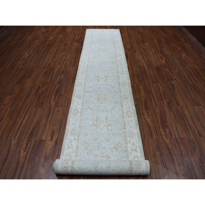 2'8" x 15'9" New Hand Knotted Grey Wool Runner Oriental Rug - MOA10250792