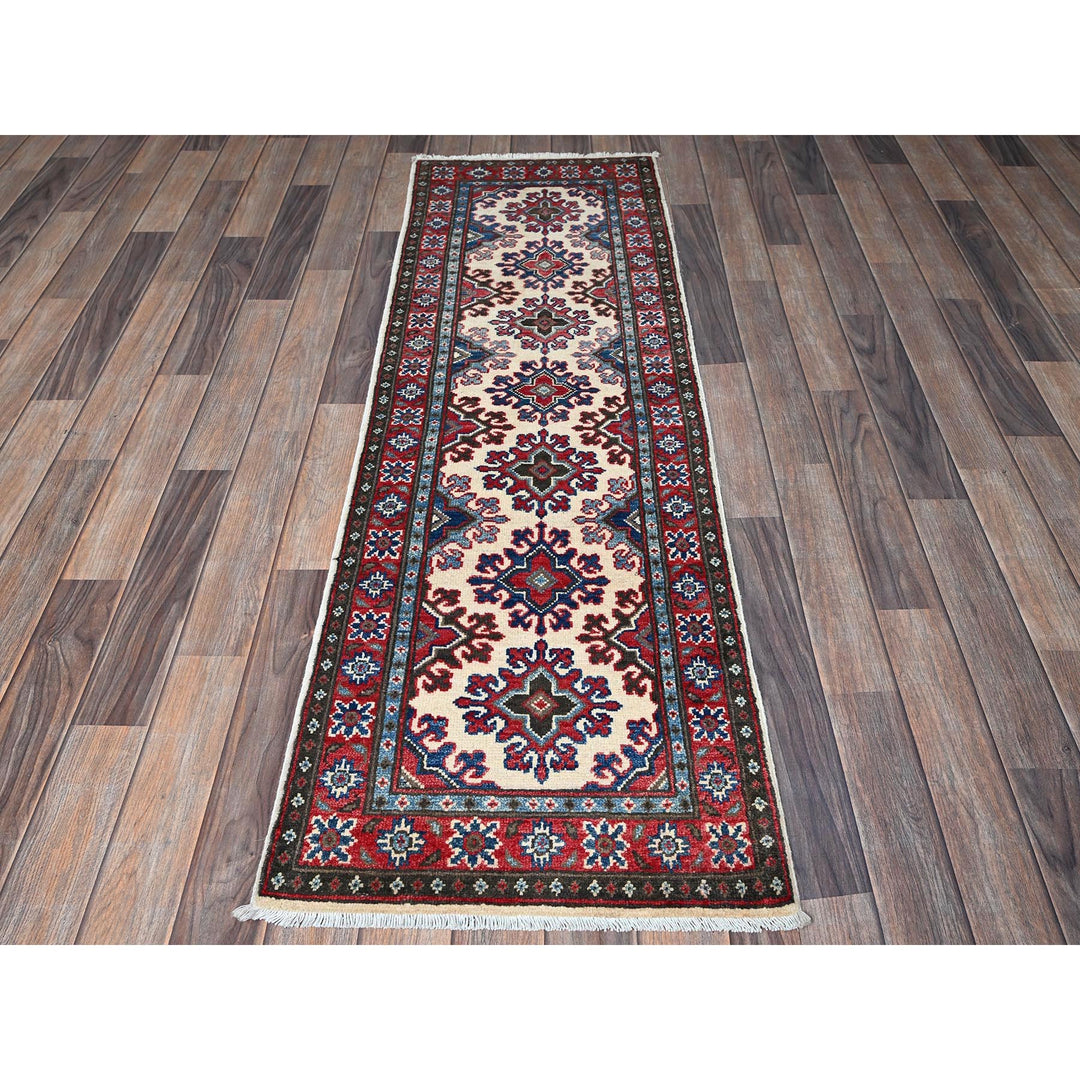 1'10" x 6'0" New Hand Knotted Ivory Wool Runner Oriental Rug - MOA102508