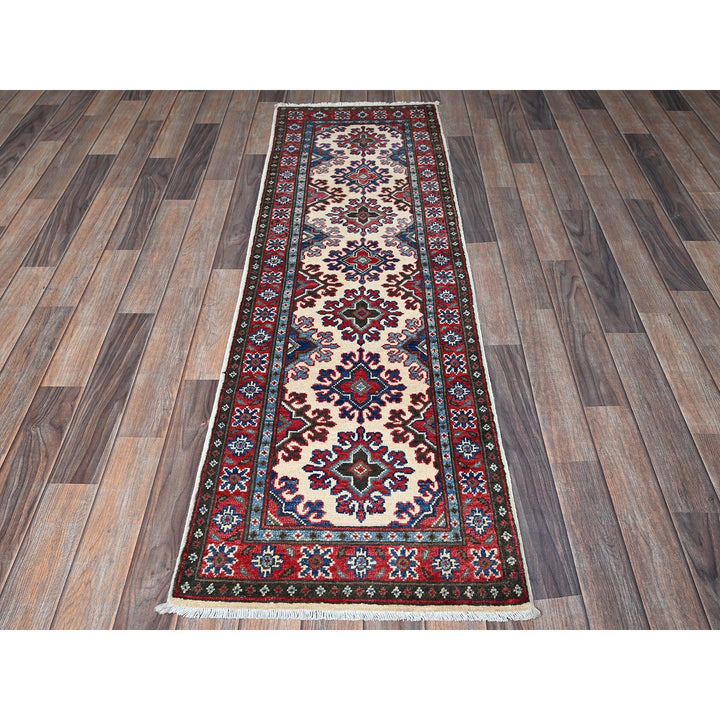 1'10" x 6'0" New Hand Knotted Ivory Wool Runner Oriental Rug - MOA102508