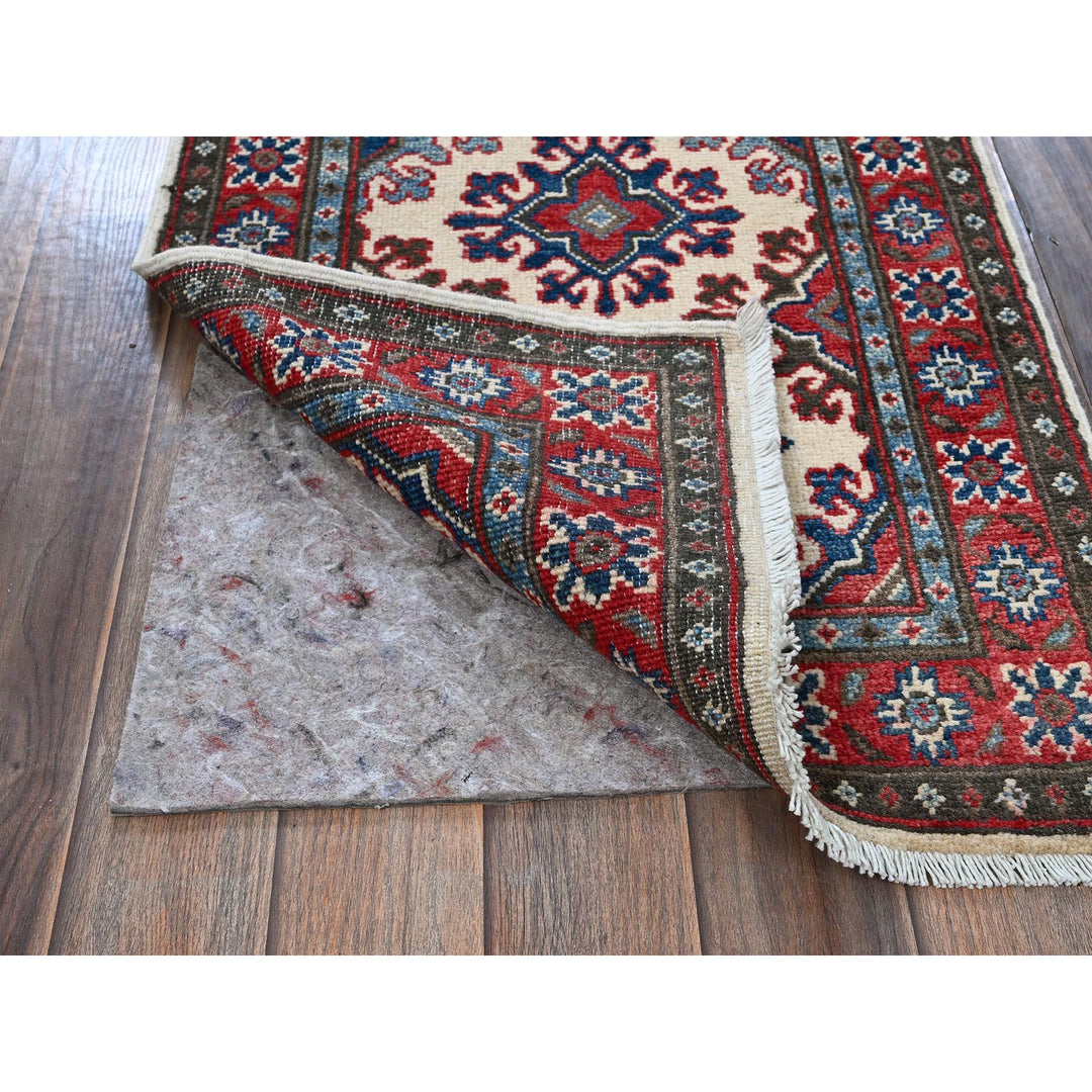 1'10" x 6'0" New Hand Knotted Ivory Wool Runner Oriental Rug - MOA102508