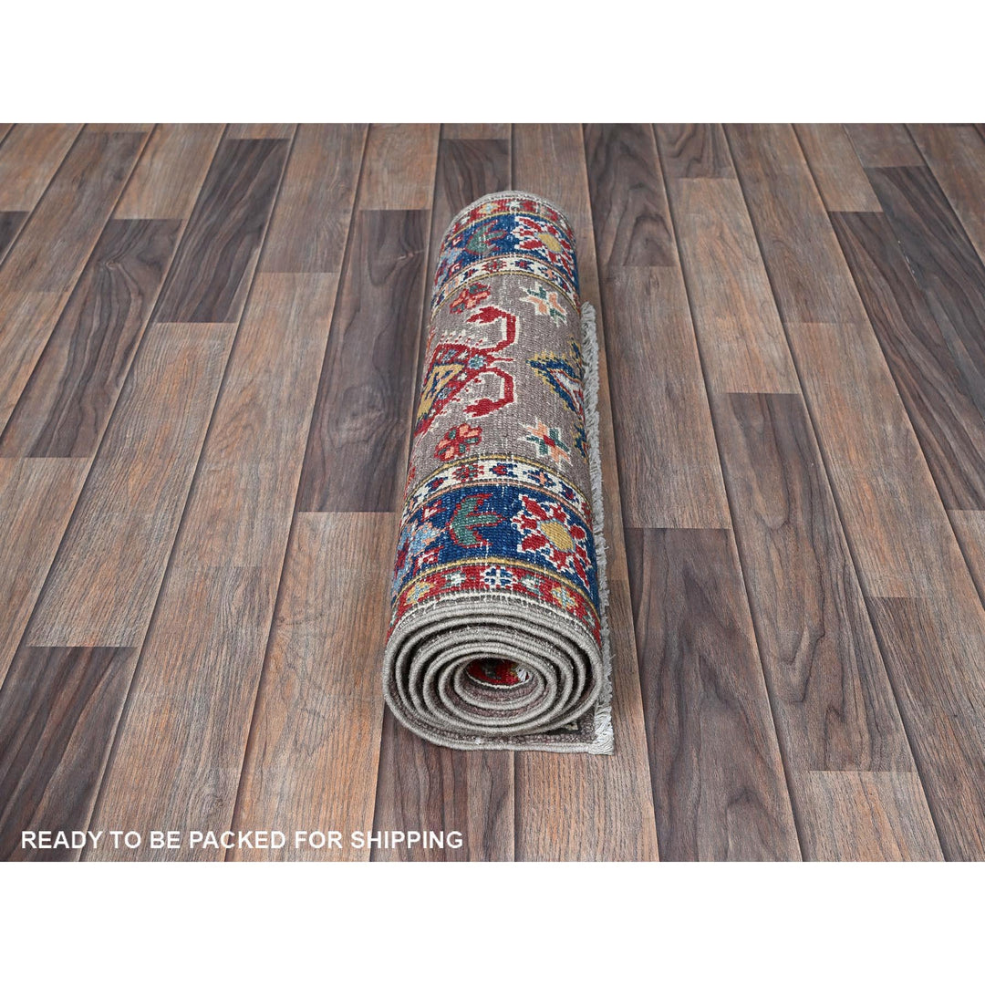 2'1" x 5'11" New Hand Knotted Brown Wool Runner Oriental Rug - MOA102509