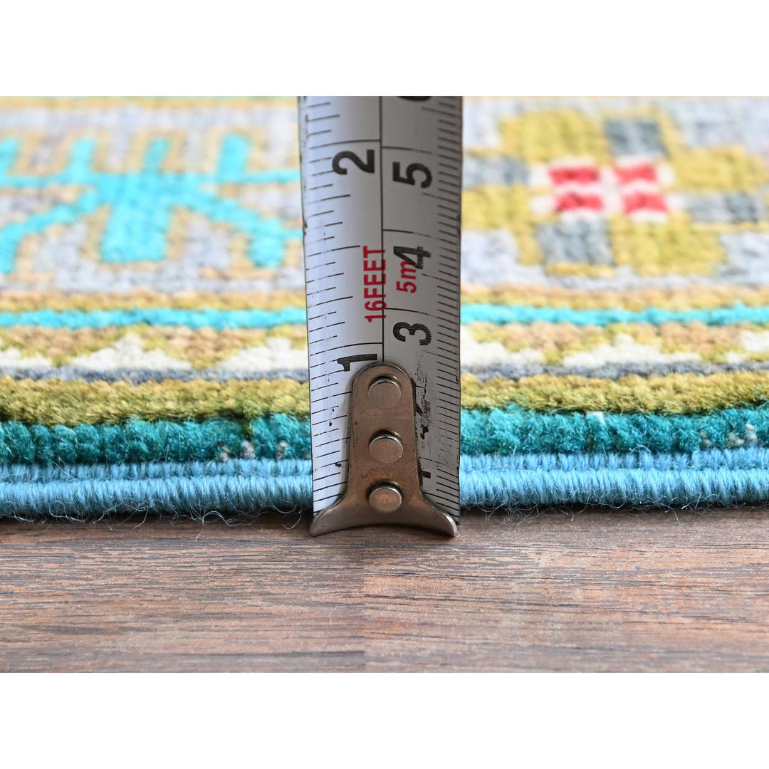 2'1" x 5'9" New Hand Knotted Blue Wool Runner Oriental Rug - MOA102510