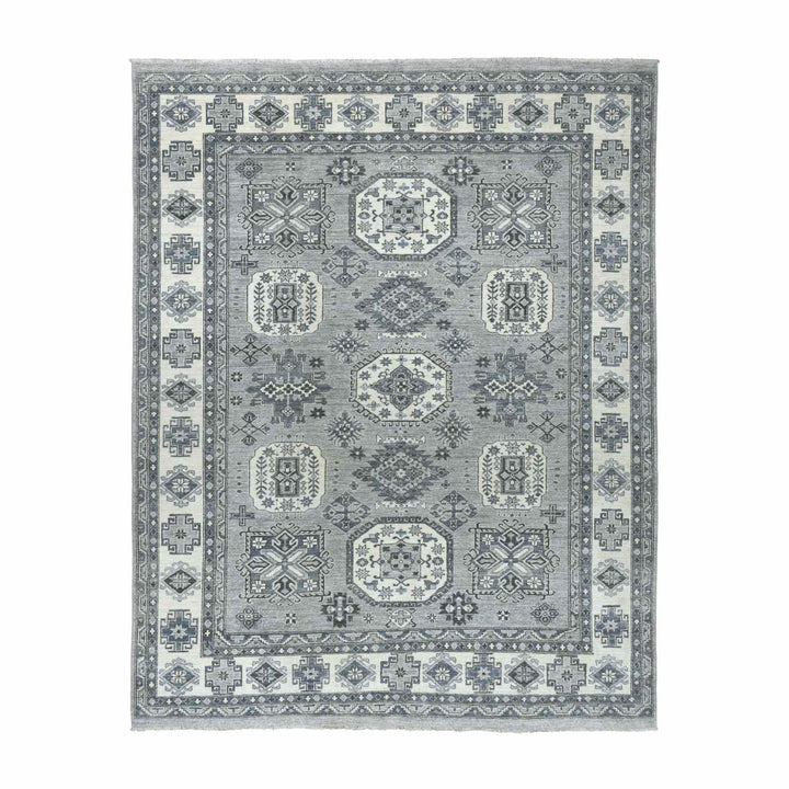 8'0" x 10'0" New Hand Knotted Grey Wool Rectangle Oriental Rug - MOA10251220