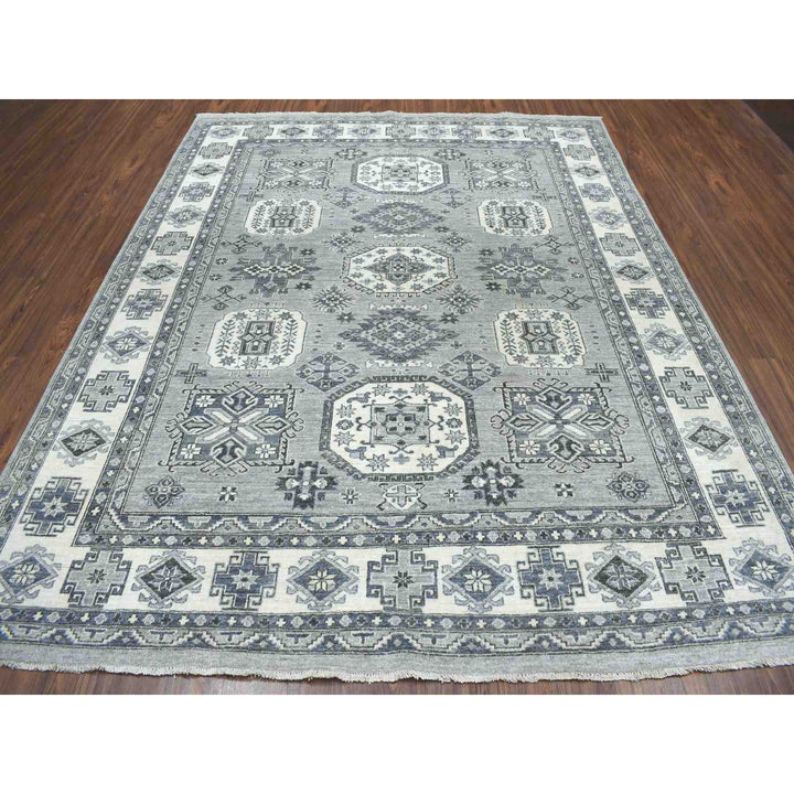 8'0" x 10'0" New Hand Knotted Grey Wool Rectangle Oriental Rug - MOA10251220