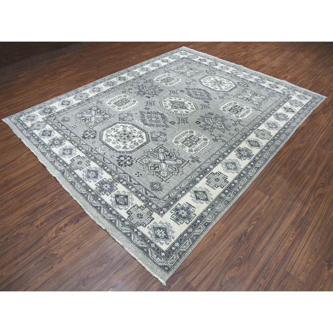 8'0" x 10'0" New Hand Knotted Grey Wool Rectangle Oriental Rug - MOA10251220