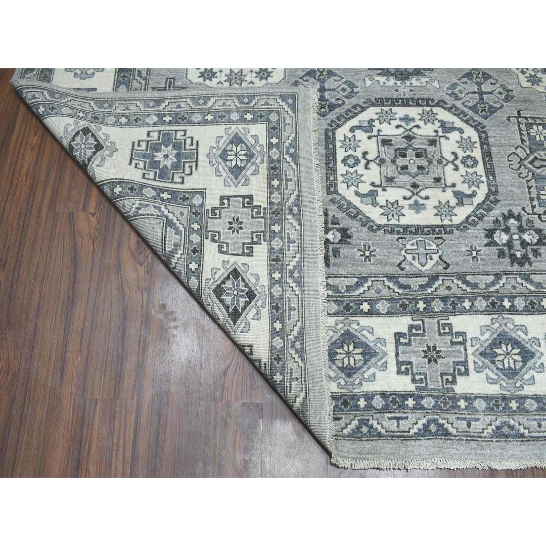 8'0" x 10'0" New Hand Knotted Grey Wool Rectangle Oriental Rug - MOA10251220