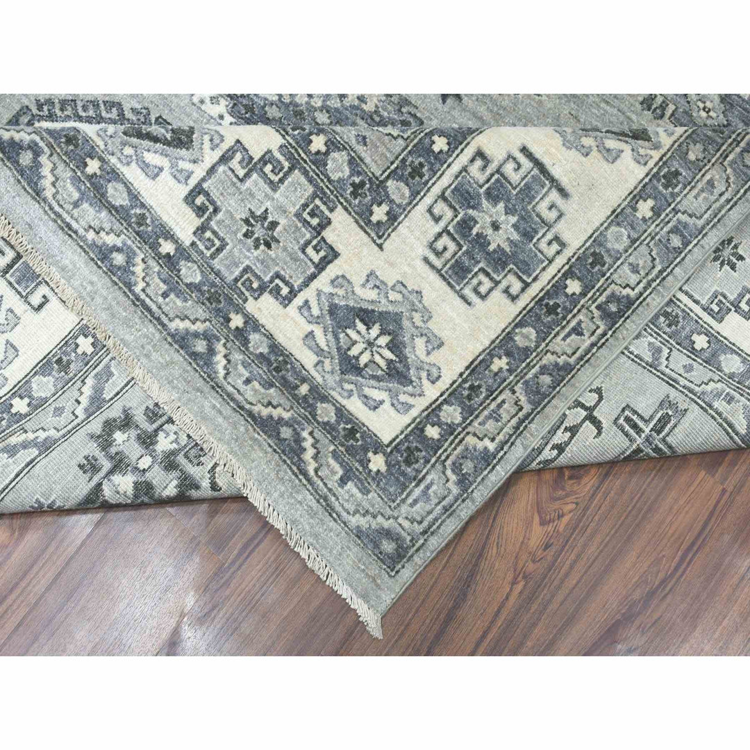 8'0" x 10'0" New Hand Knotted Grey Wool Rectangle Oriental Rug - MOA10251220