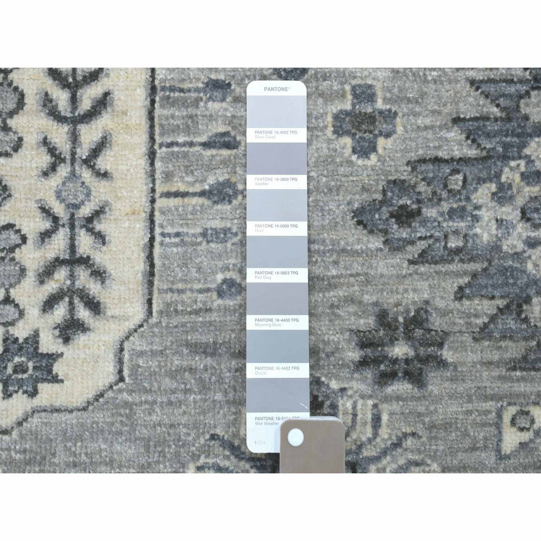 8'0" x 10'0" New Hand Knotted Grey Wool Rectangle Oriental Rug - MOA10251220