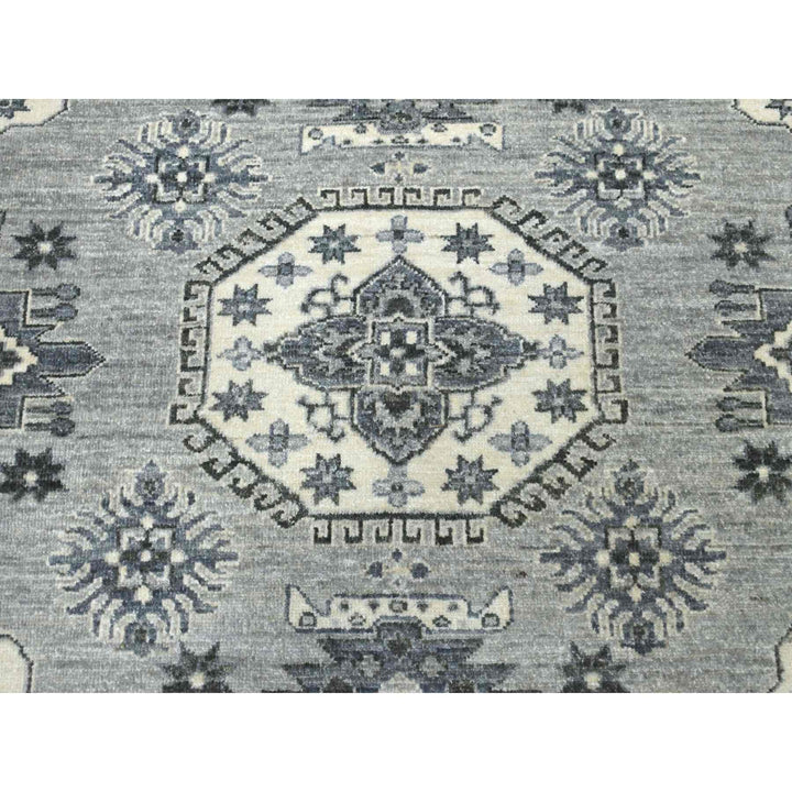 8'0" x 10'0" New Hand Knotted Grey Wool Rectangle Oriental Rug - MOA10251220