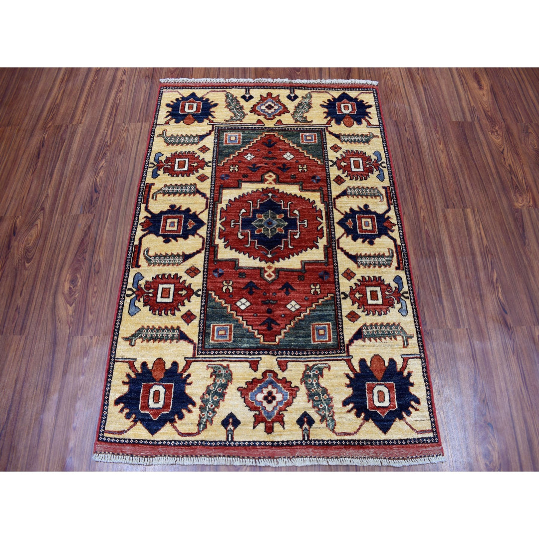 3'5" x 4'9" New Hand Knotted Red Wool Rectangle Oriental Rug - MOA10251301