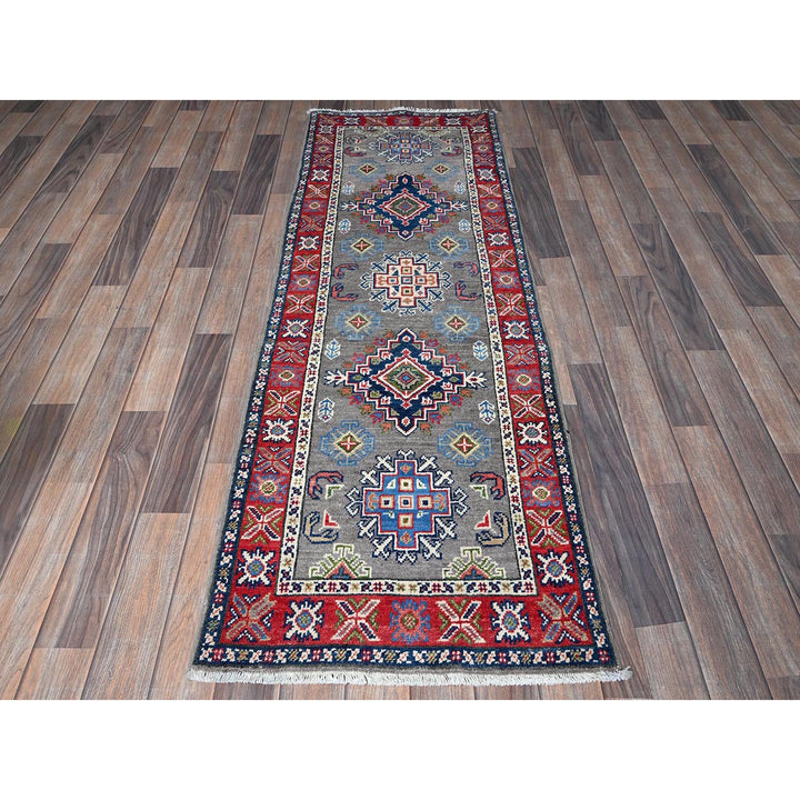 2'2" x 6'2" New Hand Knotted Grey Wool Runner Oriental Rug - MOA102513