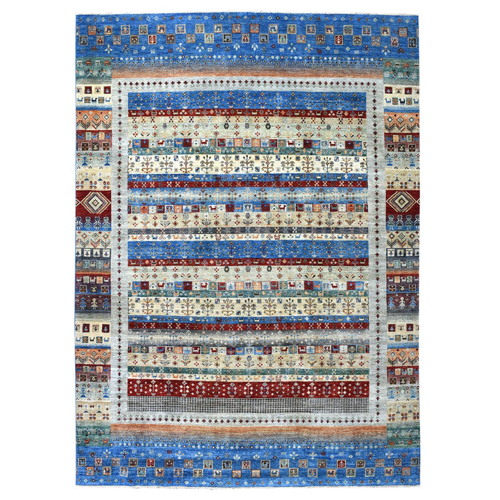 8'8" x 12'0" New Hand Knotted Blue Cotton Rectangle Oriental Rug - MOA10251481