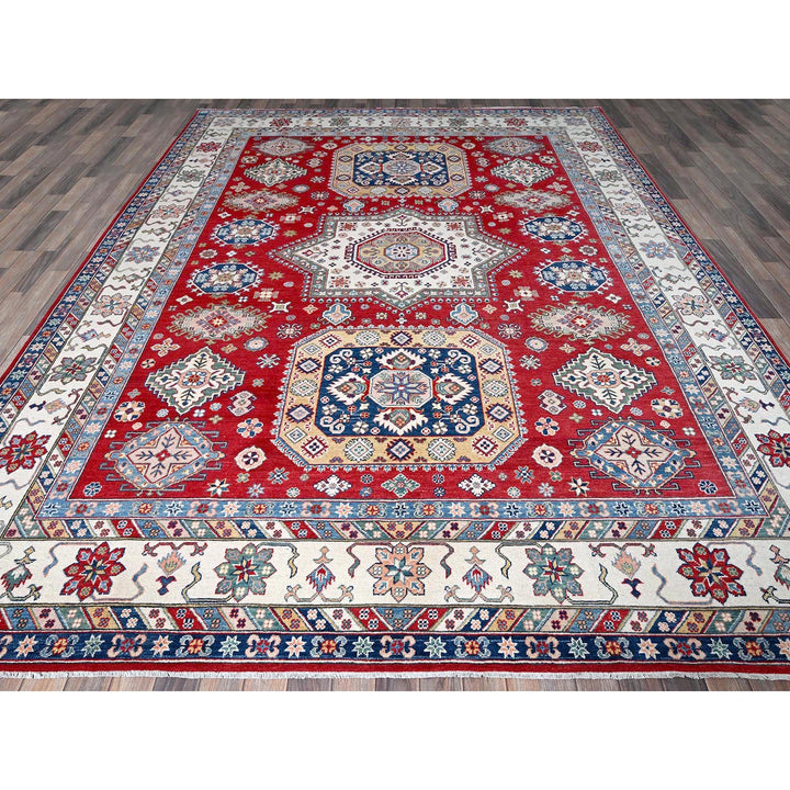 9'0" x 11'11" New Hand Knotted Red Wool Rectangle Oriental Rug - MOA102515