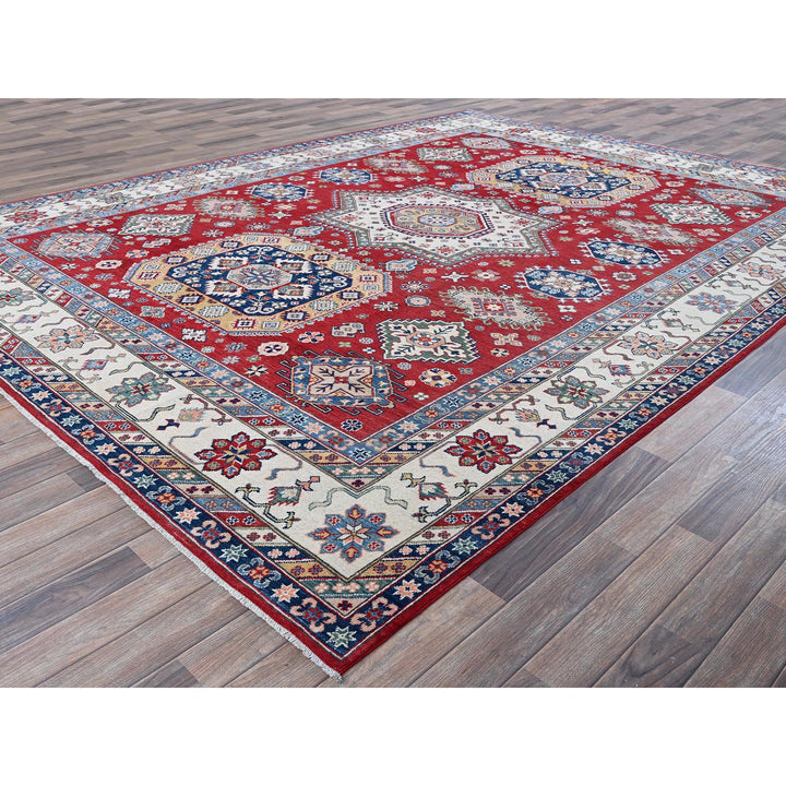 9'0" x 11'11" New Hand Knotted Red Wool Rectangle Oriental Rug - MOA102515