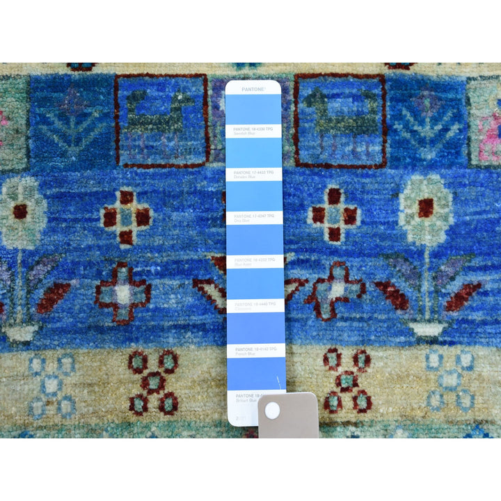 4'0" x 5'10" New Hand Knotted Blue Wool Rectangle Oriental Rug - MOA10251615