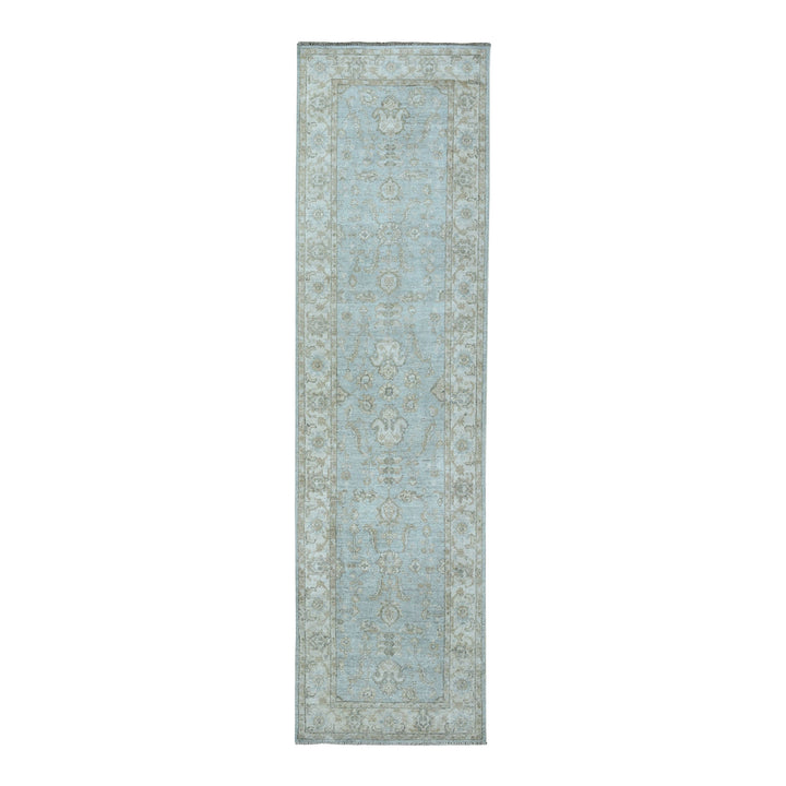 2'7" x 9'9" New Hand Knotted Grey Wool Runner Oriental Rug - MOA10251642