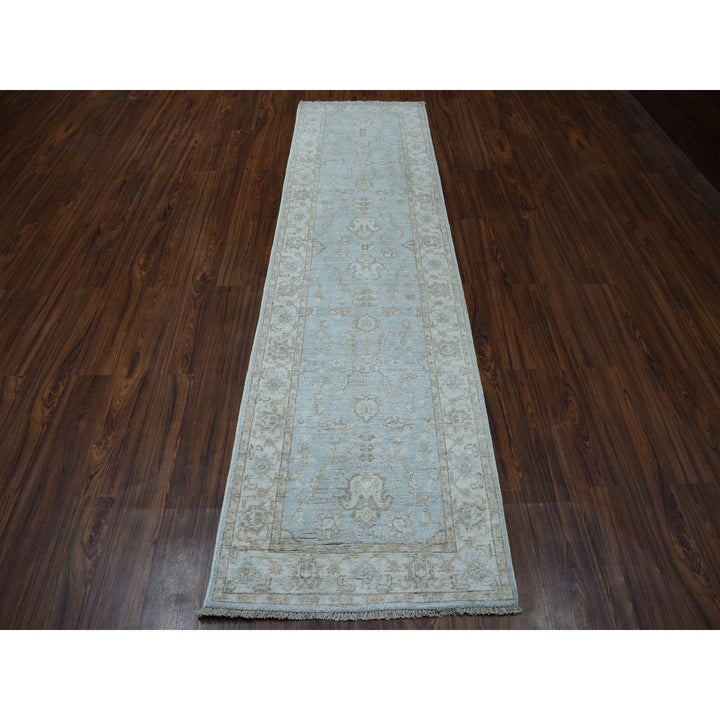 2'7" x 9'9" New Hand Knotted Grey Wool Runner Oriental Rug - MOA10251642