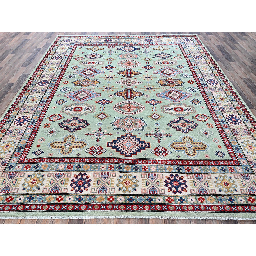 7'11" x 9'10" New Hand Knotted Green Wool Rectangle Oriental Rug - MOA102517