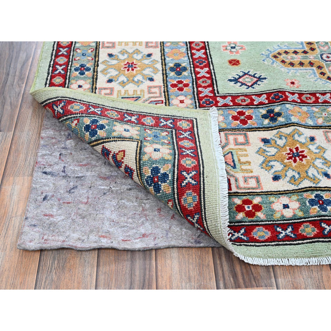 7'11" x 9'10" New Hand Knotted Green Wool Rectangle Oriental Rug - MOA102517