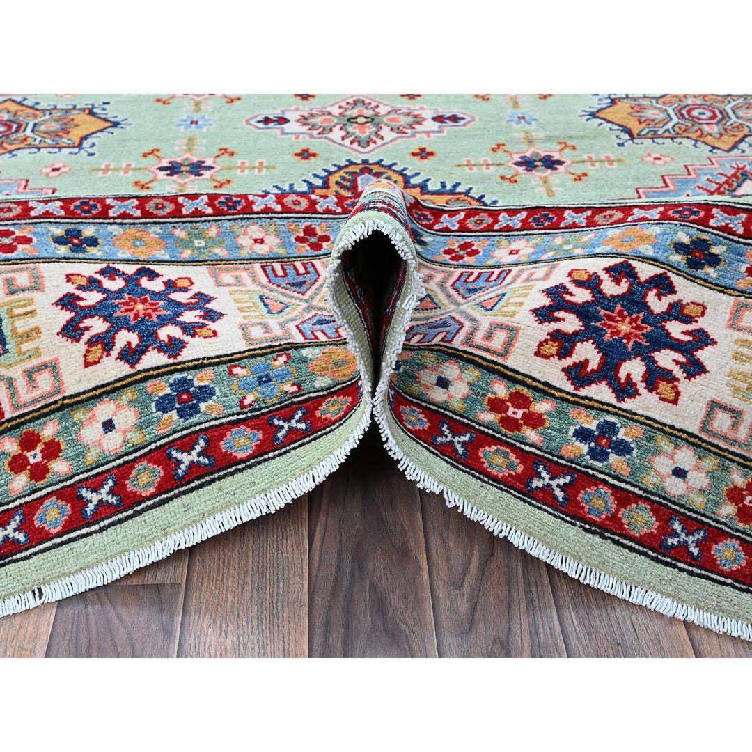 7'11" x 9'10" New Hand Knotted Green Wool Rectangle Oriental Rug - MOA102517