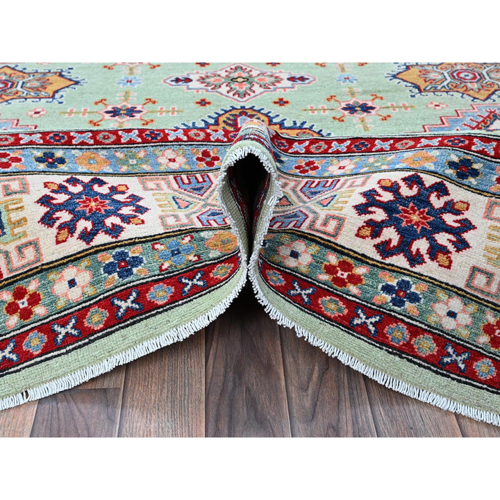 7'11" x 9'10" New Hand Knotted Green Wool Rectangle Oriental Rug - MOA102517