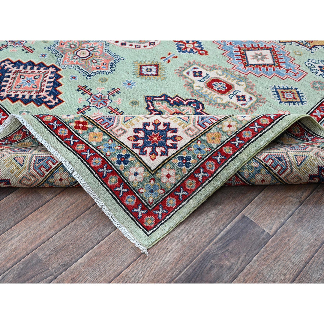 7'11" x 9'10" New Hand Knotted Green Wool Rectangle Oriental Rug - MOA102517