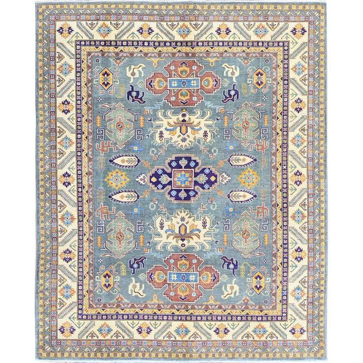 7'11" x 9'11" New Hand Knotted Grey Wool Rectangle Oriental Rug - MOA102521